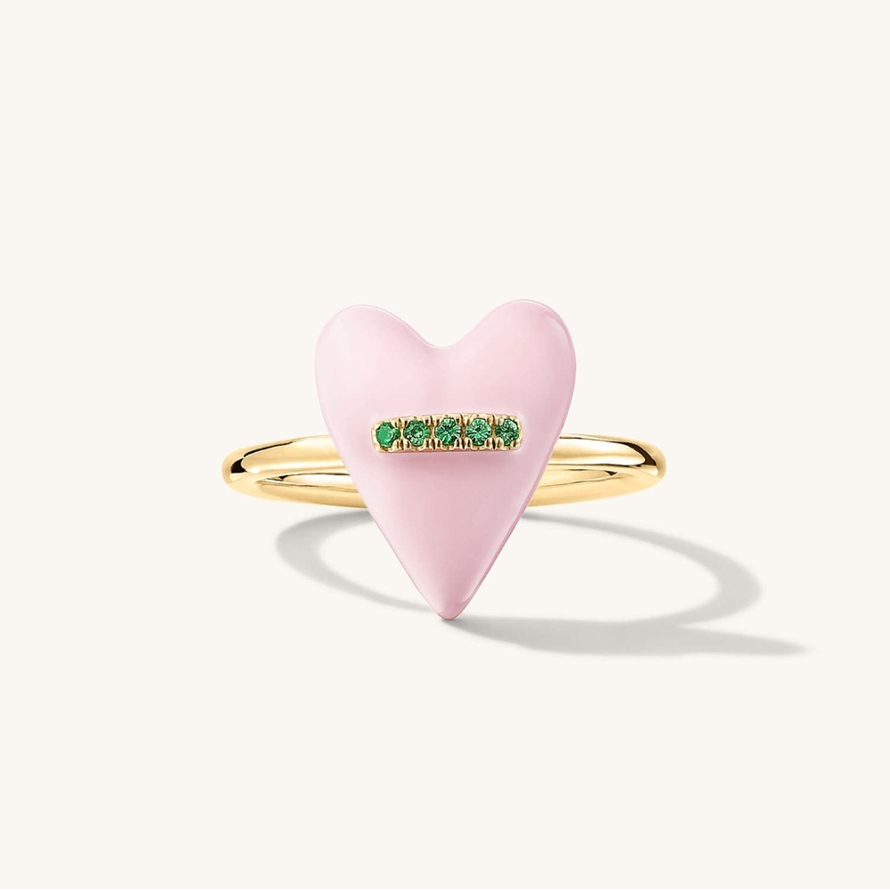 Mejuri pink heart shaped ring